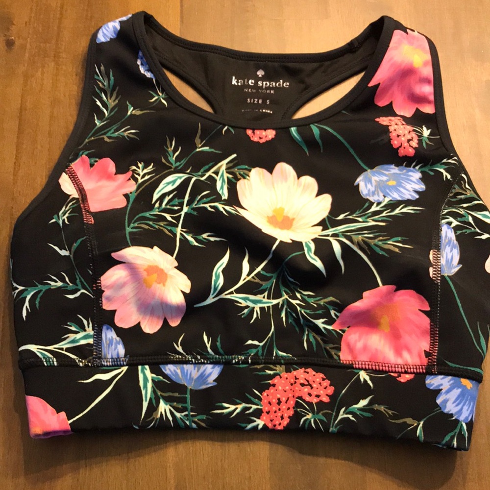 Kate Spade Black Floral Sports Bra